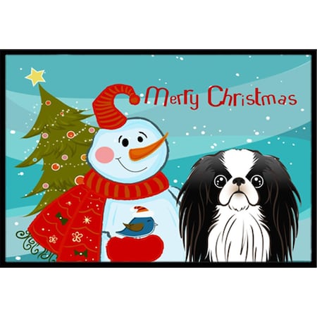 Carolines Treasures Snowman With Japanese Chin Indoor and Outdoor Mat- 24 x 36 in. BB1850JMAT